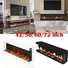 Image of 3 Sided Panoramic Effect Electric Fire Fireplace Media Heater Stove LED 9 Colour