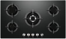 Image of Cookology 90cm Gas on Glass Hob 5-Burner, Wok Zone, Auto Ignite - Black GGH906BK