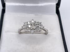 Image of 18ct White Gold Hallmarked 52pt Diamond Cluster Ring. Goldmine Jewellers.