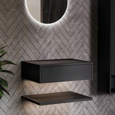 Image of GRADE A1 - 600mm Black Wall Hung Countertop Basin Shelf - Lugo A1/BeBa_28139
