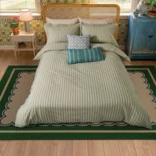 Image of Joules Ticking Stripe Duvet Cover King Size Blue Green