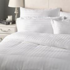 Image of 100% Sateen 400TC Cotton 1CM Stripe Double Duvet Cover Set With 2 Pillow Case