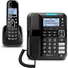 Image of AmpliComms BigTel Digital Cordless Phone with Amplified Audio/Ans Machine-Black