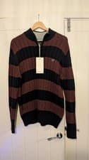 Image of Mens Crew Clothing Size Large New with Tags Half Zip Cable Knitt Style Jumper