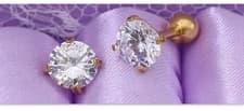 Image of 18K Yellow Gold Filled Nickel-Free 6mm Round Cubic Zirconia Post Stud Earrings