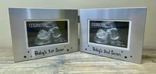 Image of Baby 1st & 2nd Scan Silver Picture Frame Photo Frame Double Frame Pregnancy Gift