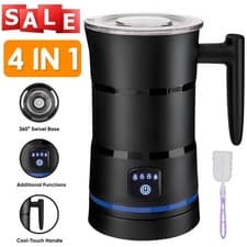 Image of Electric Milk Frother 4 in 1 Automatic Frother Milk Steamer Latte Coffee Foam UK