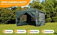 Image of PE Garden Gazebo Marquee Canopy Party Tent 3 x 3m with 4Side Panels, windows,zip