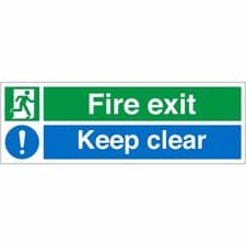 Image of Fire Exit Sign – Durable White Vinyl - Various Directions – Multiple Sizes