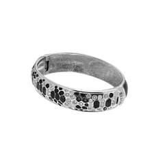 Image of Guess Black Silver Tone Embellished Bangle New With Tags Cool Gift Idea