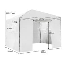 Image of 10x10 ft Portable Greenhouse White Walk-in Folding Garden Hut with 4 Windows
