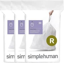 Image of simplehuman CW0253 code R Custom Fit Bin Liner Bulk Pack,White Plastic 60 Liners