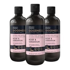 Image of Baylis & Harding Goodness Rose & Geranium 500 ml (Pack of 3), Clear gel