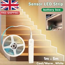 Image of High Density COB LED Strip Lights PIR Motion Sensor 5V Tape Battery Operated