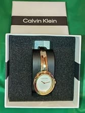 Image of Calvin Klein Womens Calvin Klein gold plated bangle bracelet watch
