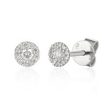 Image of Ladies 18ct White Gold Diamond Cluster Stud Earrings