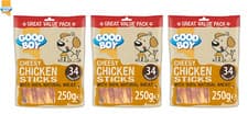 Image of 3 X 250G GOODBOY PAWSLEY & CO VALUE PACK DOG PUPPY TREATS CHEESY CHICKEN STICKS