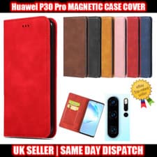 Image of Magnetic Book Cover Case for Huawei P30 Pro Card Wallet Leather Slim Fit Look