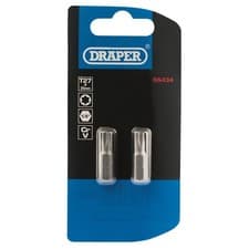 Image of Draper T27 Torx Star Screwdriver Bit 1/4" Hex 25mm Long (Pack of 2) 66434