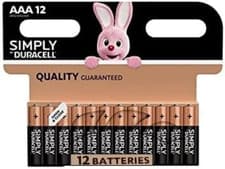 Image of Duracell Simply AAA Batteries (Pack of 12)
