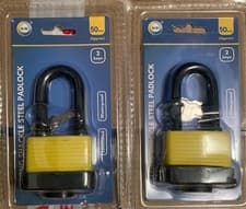 Image of Laminated padlock 2 X 50mm Long Shackle Heavy Duty Waterproof Steel Padlock