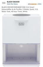 Image of BLACK+DECKER BXEH60013GB 3.2LSmart Dehumidifier&Air Purifier,3 Modes,Quiet, 3.2L