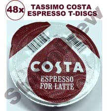 Image of 48x TASSIMO COSTA ESPRESSO COFFEE T-DISCS (LOOSE) EXPRESSO PODS LATTE CAPPUCCINO