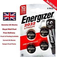 Image of Energizer Battery CR2032 4 Pack 3V Lithium Button Coin Cell Key Fob
