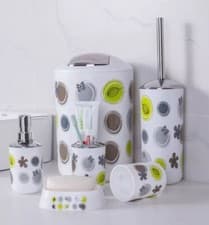 Image of Luxury Bathroom Accessory Set 6-Piece Modern Bath Set - Soap Dish & Toilet Brush