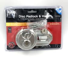 Image of Kasp Disc Padlock Stainless Steel 70mm With Security Hasp and Staple K16070D260
