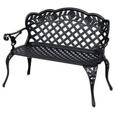 Image of Outsunny Garden Bench Park Chair Cast Aluminium Outdoor 2-seater Outdoor Black