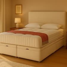 Image of Nova Plush Velvet Upholstered Lift Up Ottoman Divan Storage Bed with Headboard