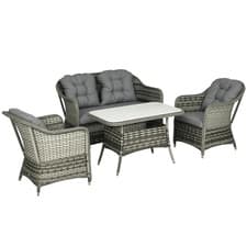 Image of Outsunny 4 PCS Rattan Garden Furniture, Padded Cushions Conversation Sofa Set