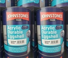 Image of 2 x Johnstones Trade Acrylic Tough Eggshell Brilliant White Paint 5L
