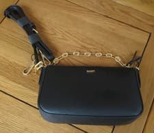 Image of DKNY Bryant Park Demi, Gold Chain Bag Black Faux Leather