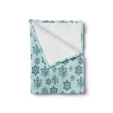 Image of Teal Soft Flannel Fleece Throw Blanket Ornate Winter Snowflakes