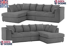 Image of XL JUMBO CORD CORNER SOFA SET LEFT / RIGHT HAND /5 SEATER SUITE EXCLUSIVE