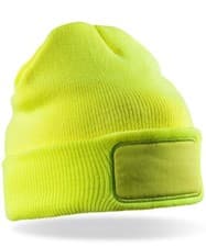 Image of High vis beanie embroidered with your text- hat beanie winter workwear