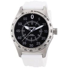 Image of BRAND NEW MENS SUPERDRY COMPOUND WATCH BLACK DIAL WHITE SILICON STRAP