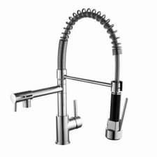 Image of Dual Spout Modern Monobloc Pull Out Spray Kitchen Mixer Tap Lever Chrome