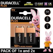 Image of DURACELL PLUS POWER 9V SMOKE ALARM BATTERIES 6LR61 MN1604 ALKALINE BATTERIES