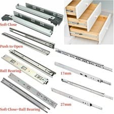 Image of 2x Drawer Runners Grooved Ball Bearing Slides Cabinet Draw Rail 17mm 27mm 45mm