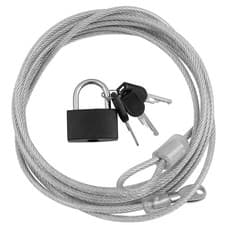 Image of Dekton 4M x 300MM Security Steel Cable & Padlock Set | Heavy Duty Silver
