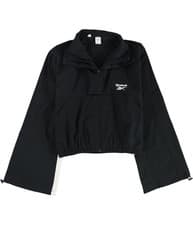 Image of Reebok Womens Classics Oversized Crop Track Jacket, Black, Small