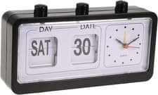 Image of Retro Vintage Calendar Flip Alarm Clock With Three Press Button Black/White