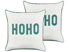 Image of Set of 2 Cushions Cotton 45 x 45 cm Text White