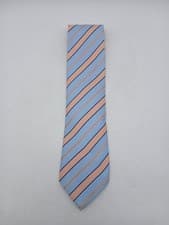 Image of Hugo Boss Silk Striped Tie Blue Orange Made in Italy Classic Style