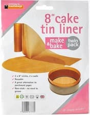 Image of Toastabags Make and Bake Cake Tin Liner Twin Pack, Gold, 8-Inch