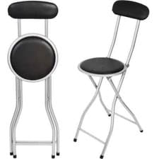 Image of LIGHT WEIGHT FOLDING BREAKFAST STOOL HIGH CHAIR PADDED ROUND SEAT HOME OFFICE