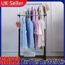 Image of Adjustable Mobile Tidy Coat Garment Clothing Hanging Rail Rack Stand Wheels NEW